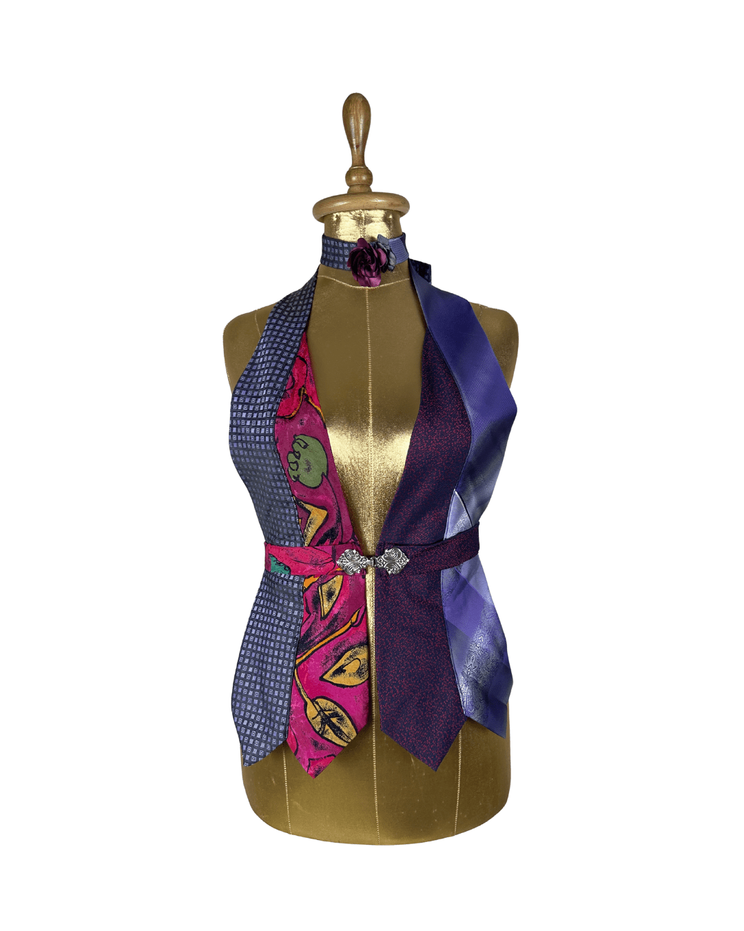 Handmade Upcycled Tie Vest Top with Choker - Funkify