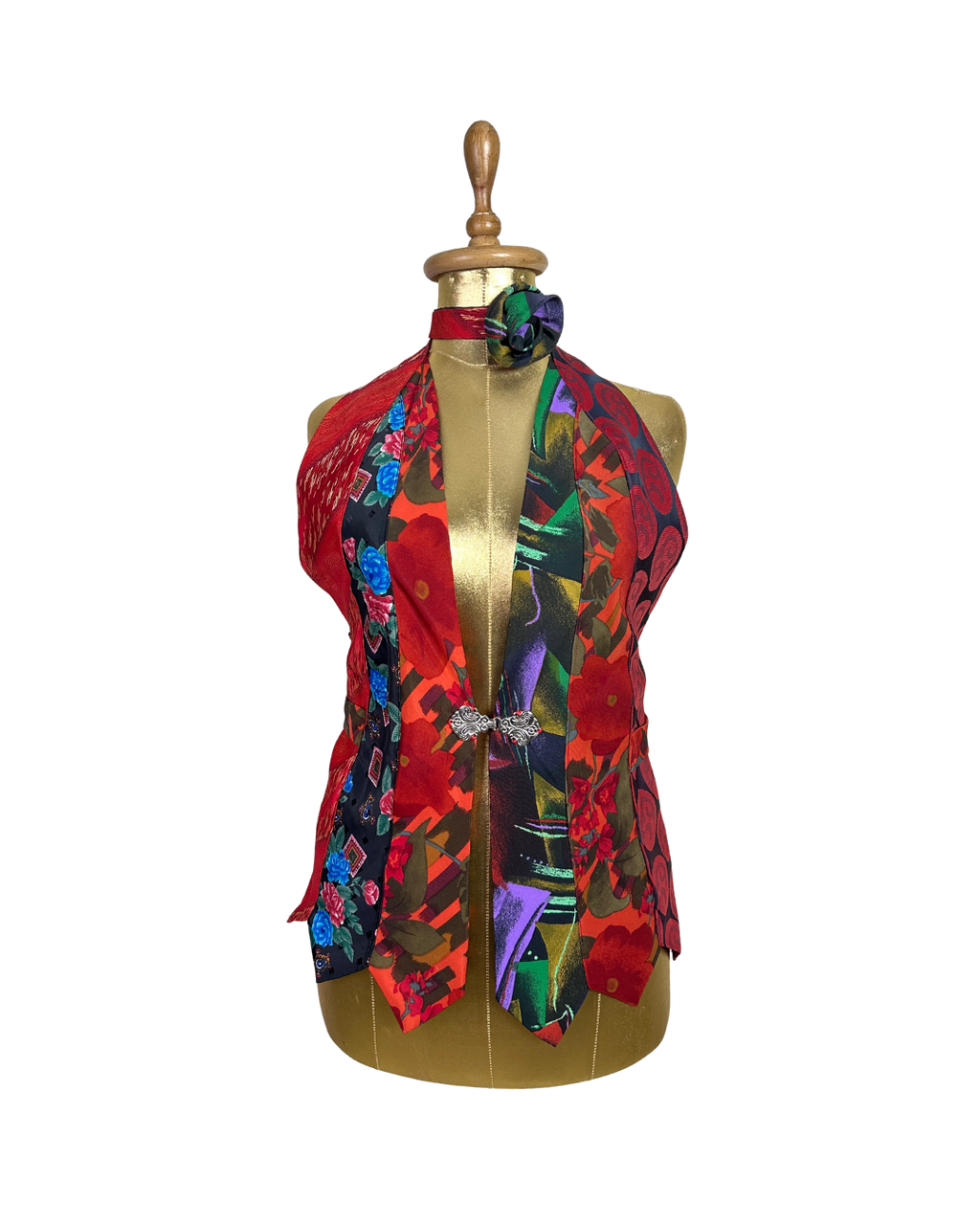 Handmade Upcycled Tie Vest Top with Choker - Funkify