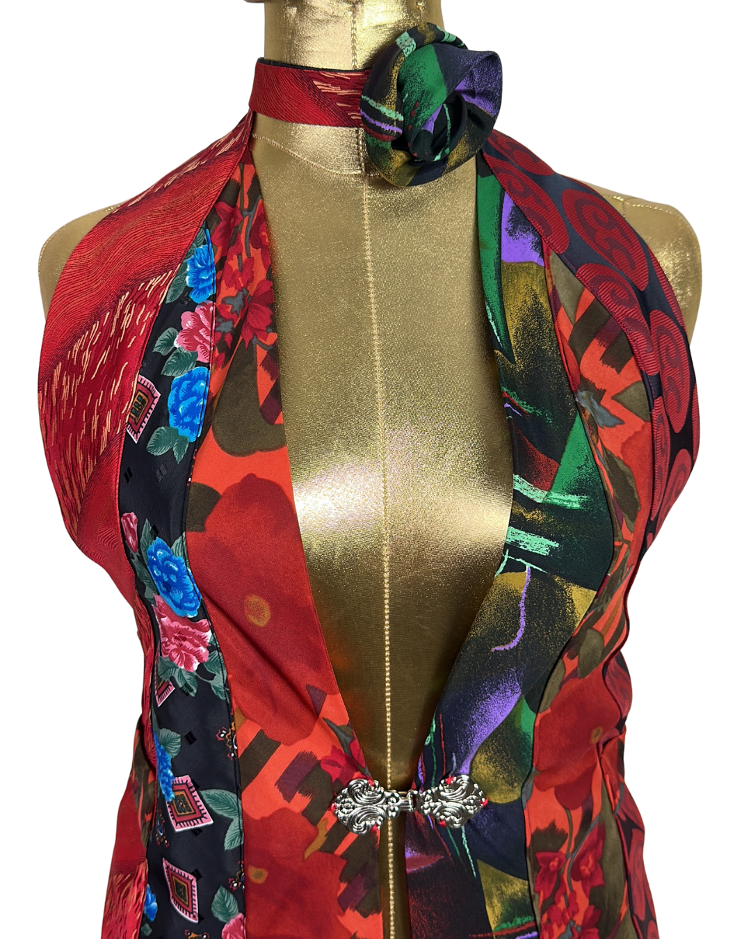Handmade Upcycled Tie Vest Top with Choker - Funkify