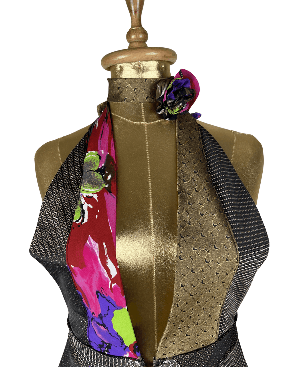 Handmade Upcycled Tie Vest Top with Choker - Funkify