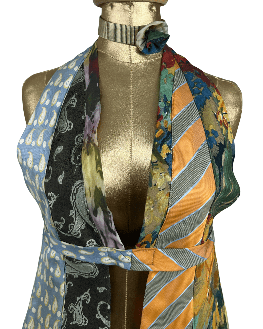 Handmade Upcycled Tie Vest Top with Choker - Funkify