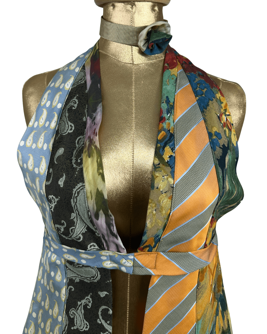Handmade Upcycled Tie Vest Top with Choker - Funkify
