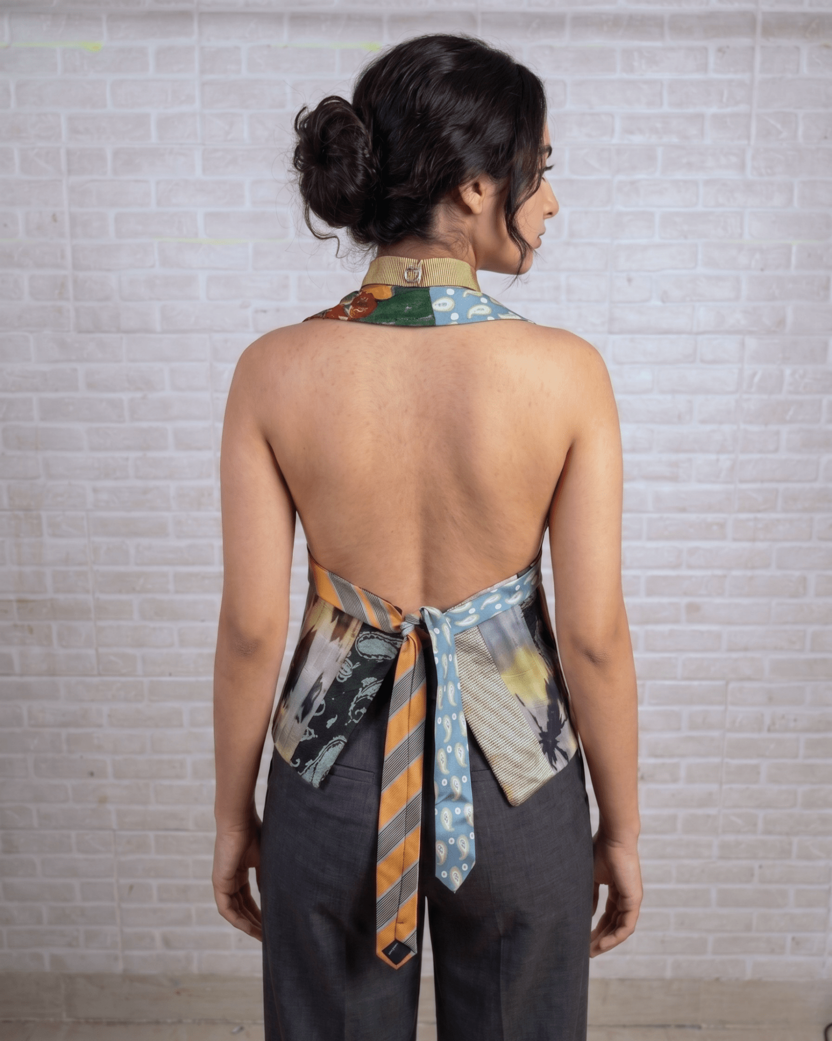 Handmade Upcycled Tie Vest Top with Choker - Funkify