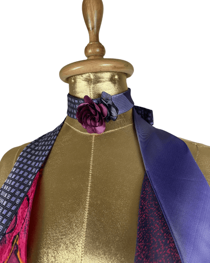 Handmade Upcycled Tie Vest Top with Choker - Funkify