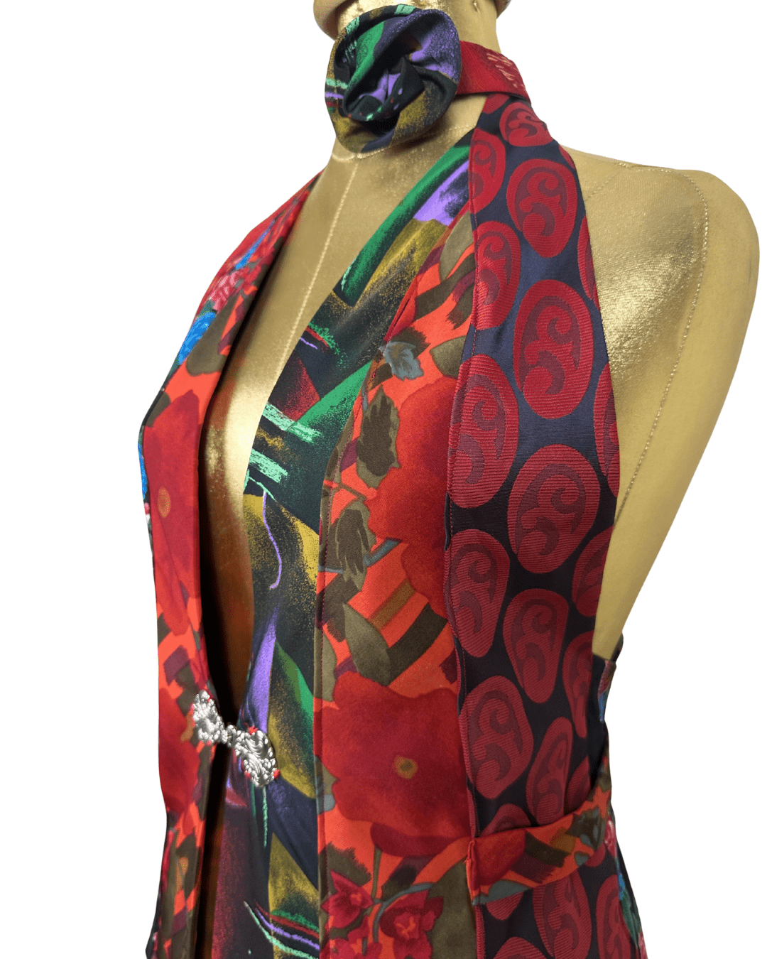 Handmade Upcycled Tie Vest Top with Choker - Funkify