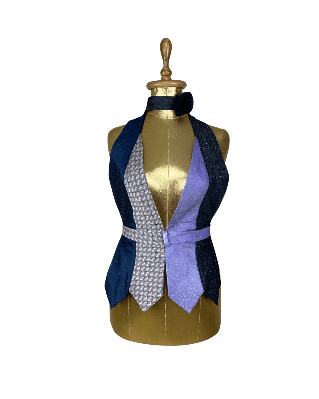 Handmade Upcycled Tie Vest Top with Choker - Funkify