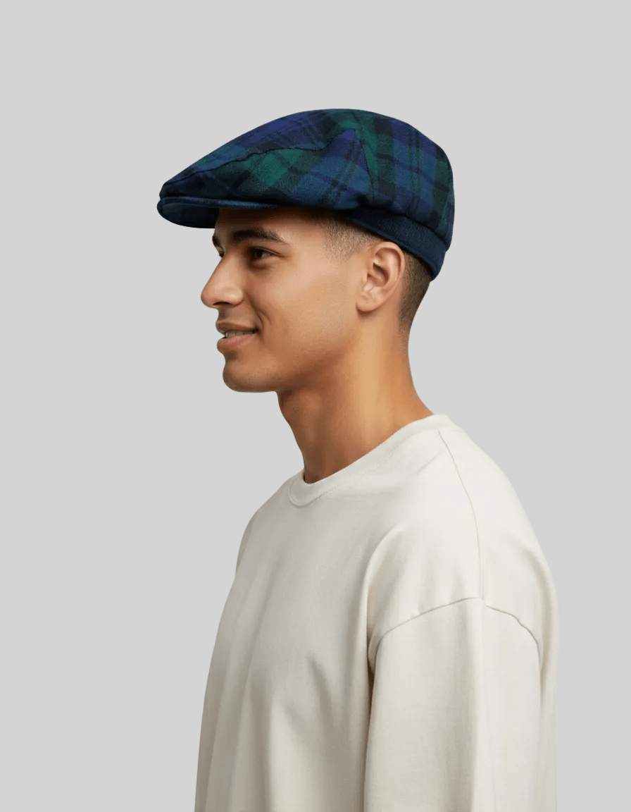 Ingles Buchan "Black Watch" Pure Wool Flat Cap - Funkify