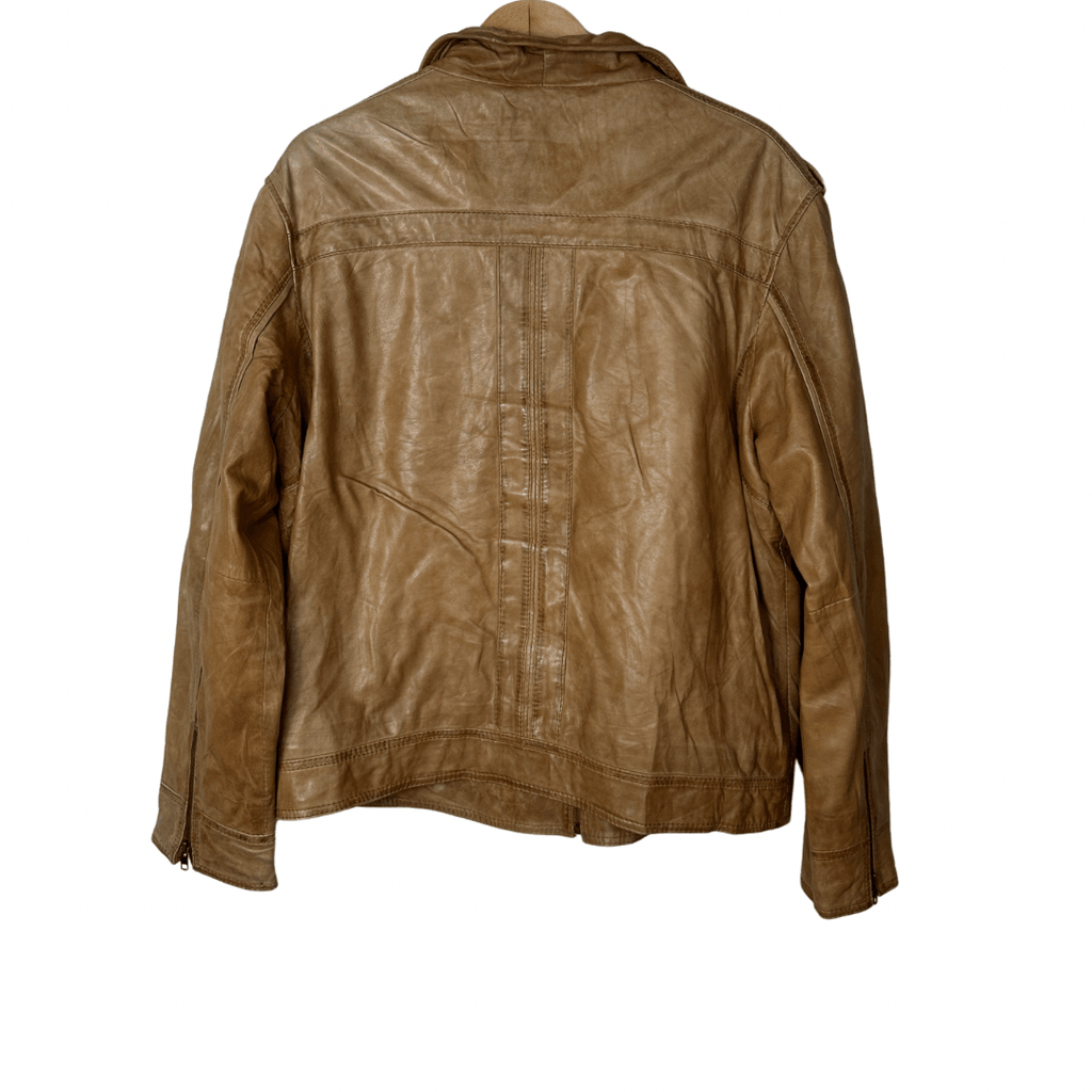 Itallo Brown Genuine Leather Jacket XL - Funkify