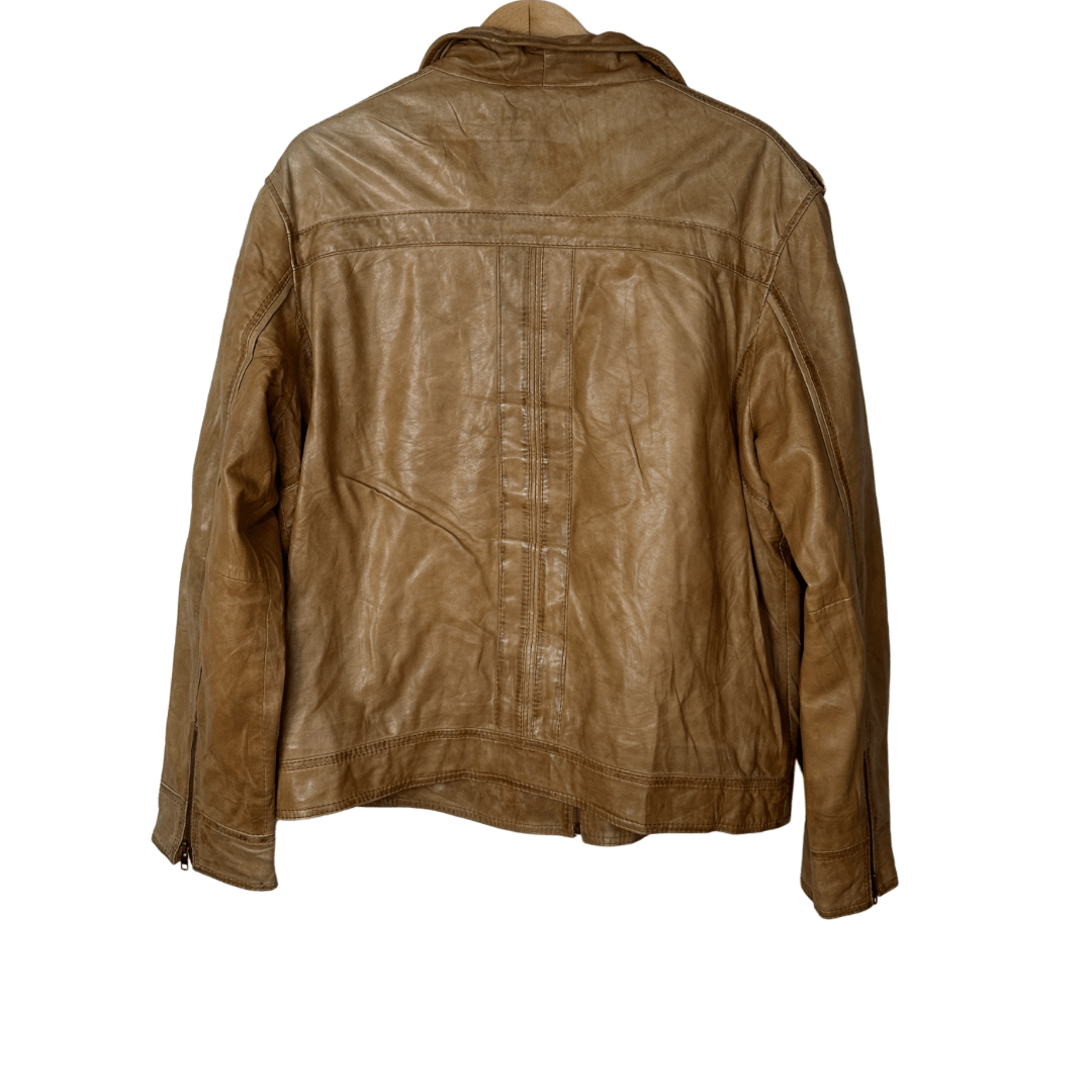 Itallo Brown Genuine Leather Jacket XL - Funkify