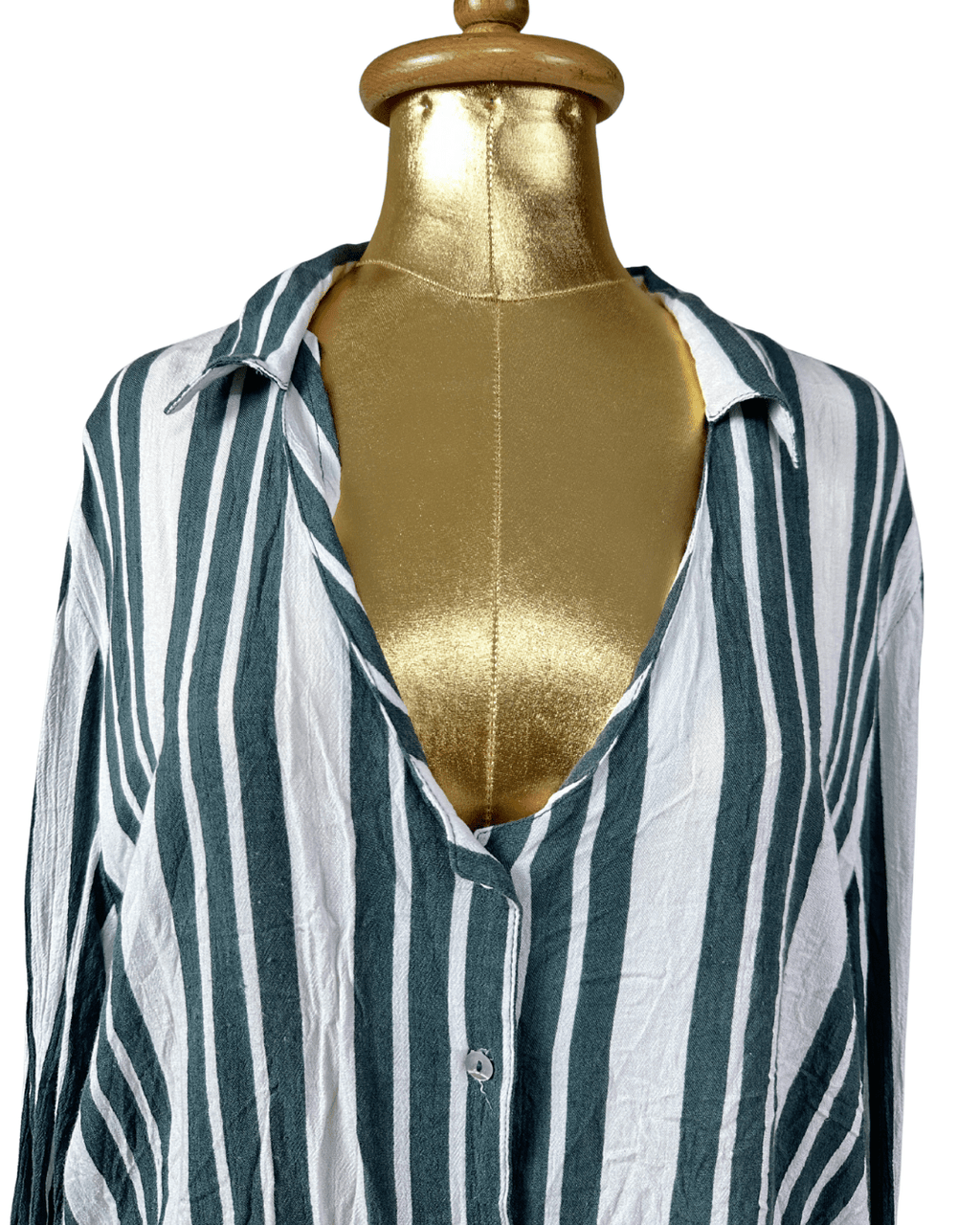 Jacqueline De Yong Striped Deep V Neckline Shirt - Large - Funkify