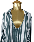 Jacqueline De Yong Striped Deep V Neckline Shirt - Large - Funkify