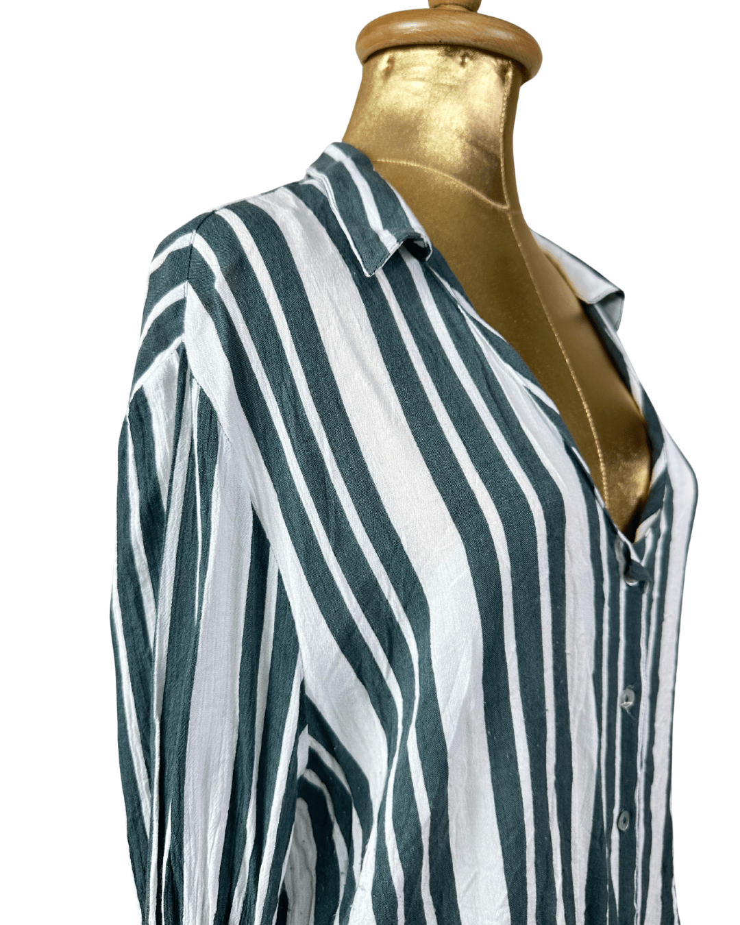 Jacqueline De Yong Striped Deep V Neckline Shirt - Large - Funkify