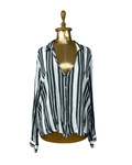 Jacqueline De Yong Striped Deep V Neckline Shirt - Large - Funkify