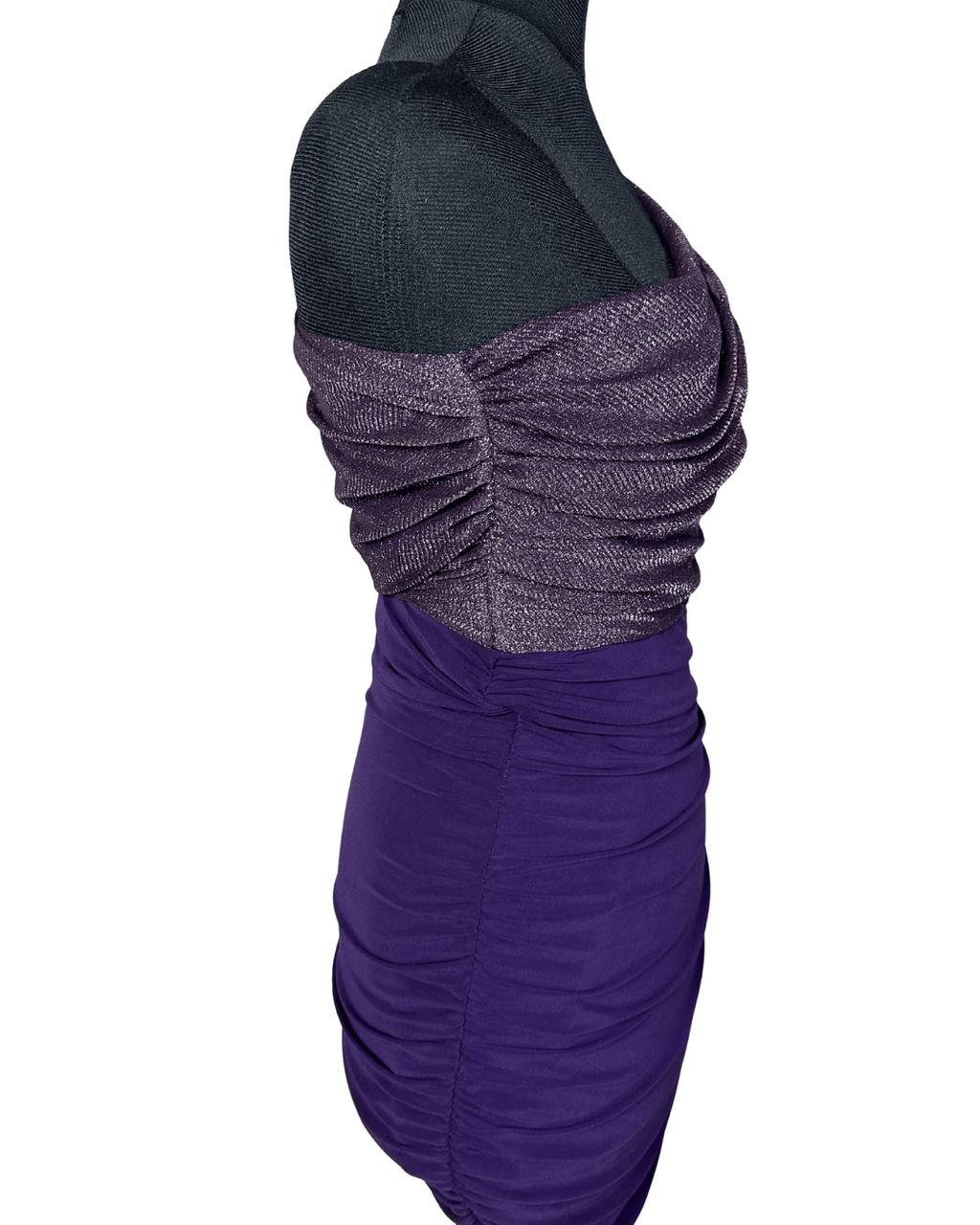 Jane Norman London One - Shoulder Ruched Dress with Metallic Drape - Funkify