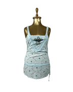 Jeans West Embroidered Lace - Trim Tank Top w/ Waist Drawstring - Small - Funkify