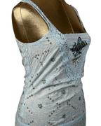Jeans West Embroidered Lace - Trim Tank Top w/ Waist Drawstring - Small - Funkify