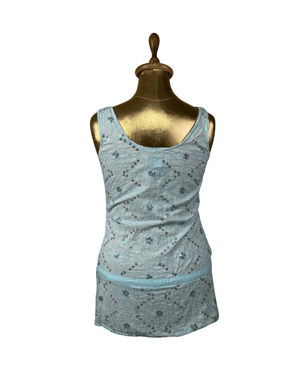 Jeans West Embroidered Lace - Trim Tank Top w/ Waist Drawstring - Small - Funkify