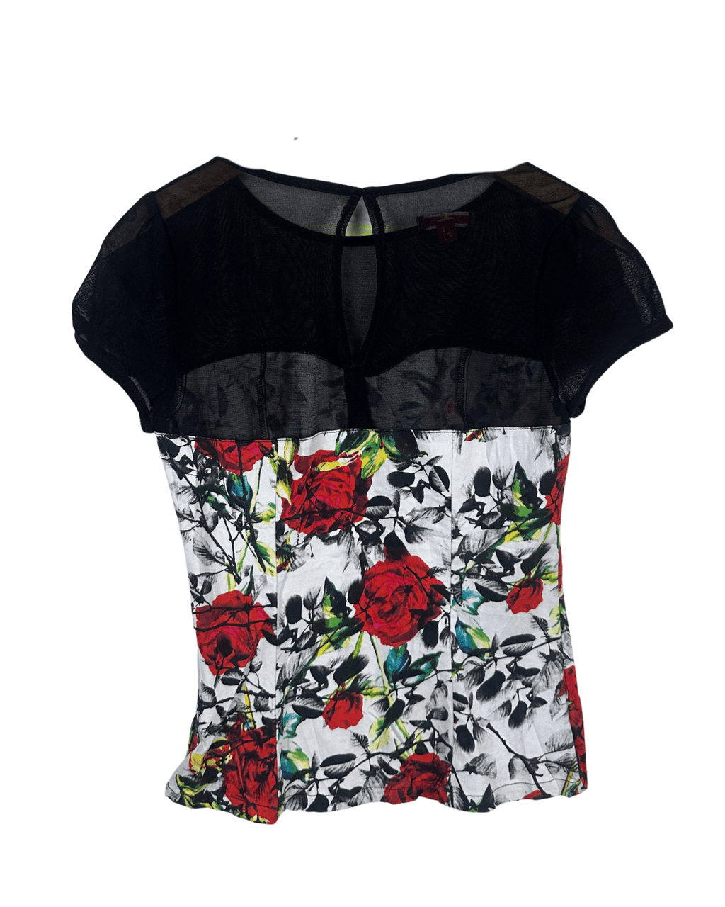 Joe Browns Rose Print Mesh Panel Top - Funkify