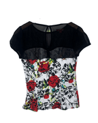 Joe Browns Rose Print Mesh Panel Top - Funkify