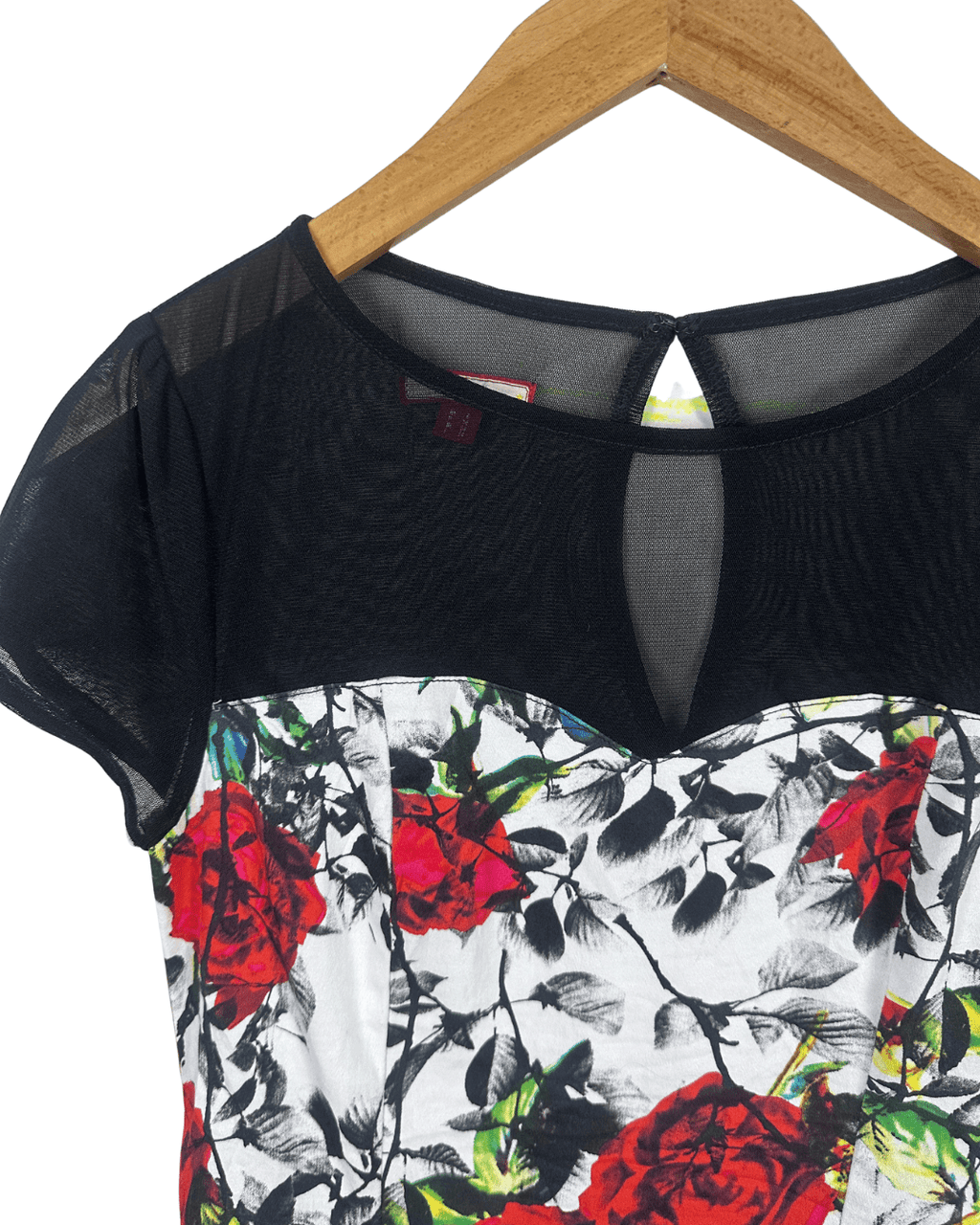 Joe Browns Rose Print Mesh Panel Top - Funkify