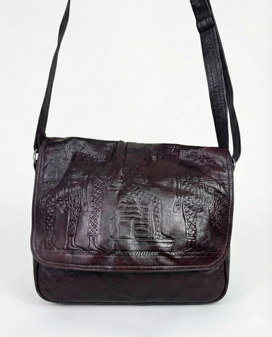 Vintage Embossed Egyptian Pharaonic Genuine Leather Bag