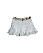 Kenvelo Tiered Mini Skirt with Embroidered Waistband - Medium - Funkify