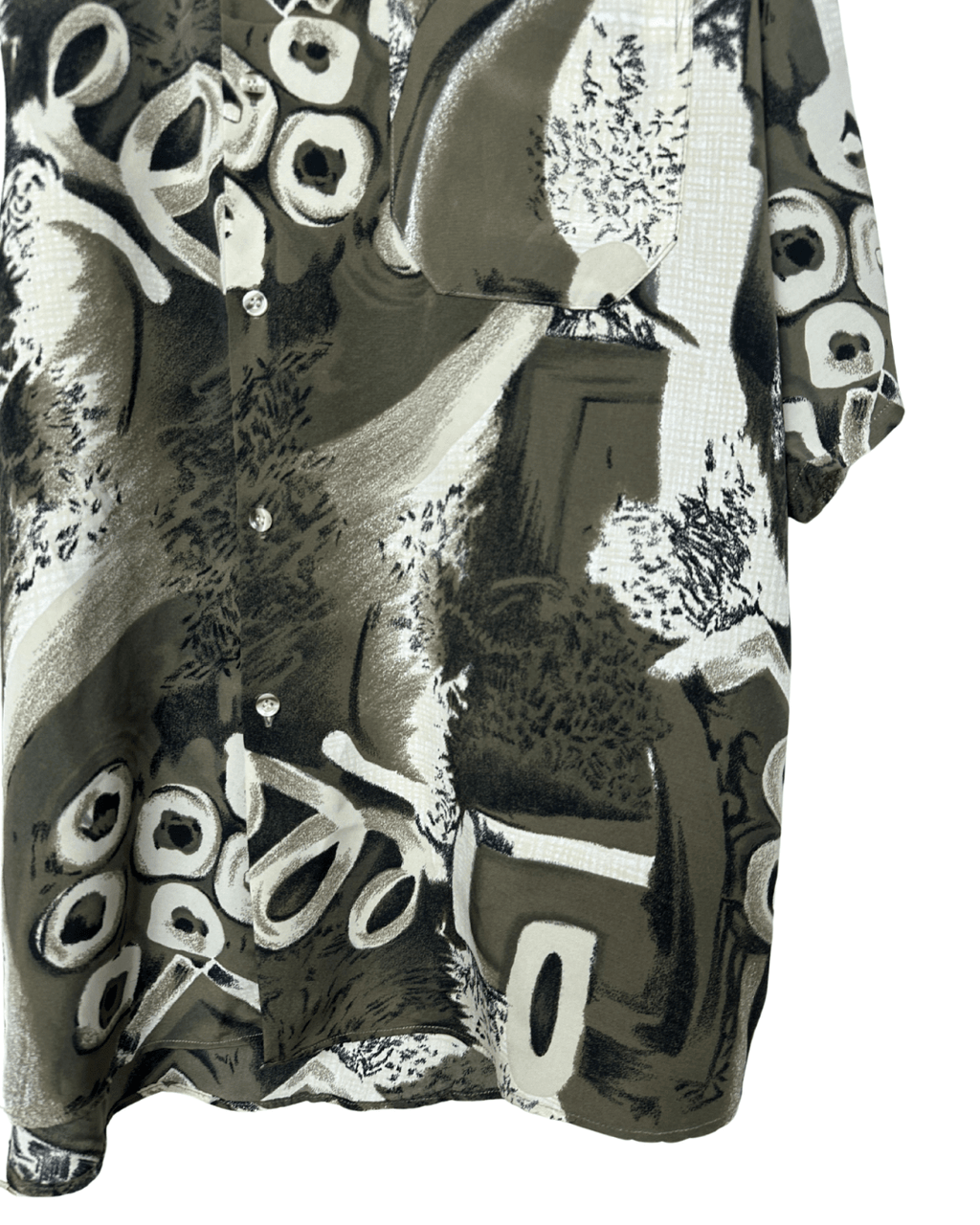 Khaki Abstract Pattern Shirt 2XL - Funkify