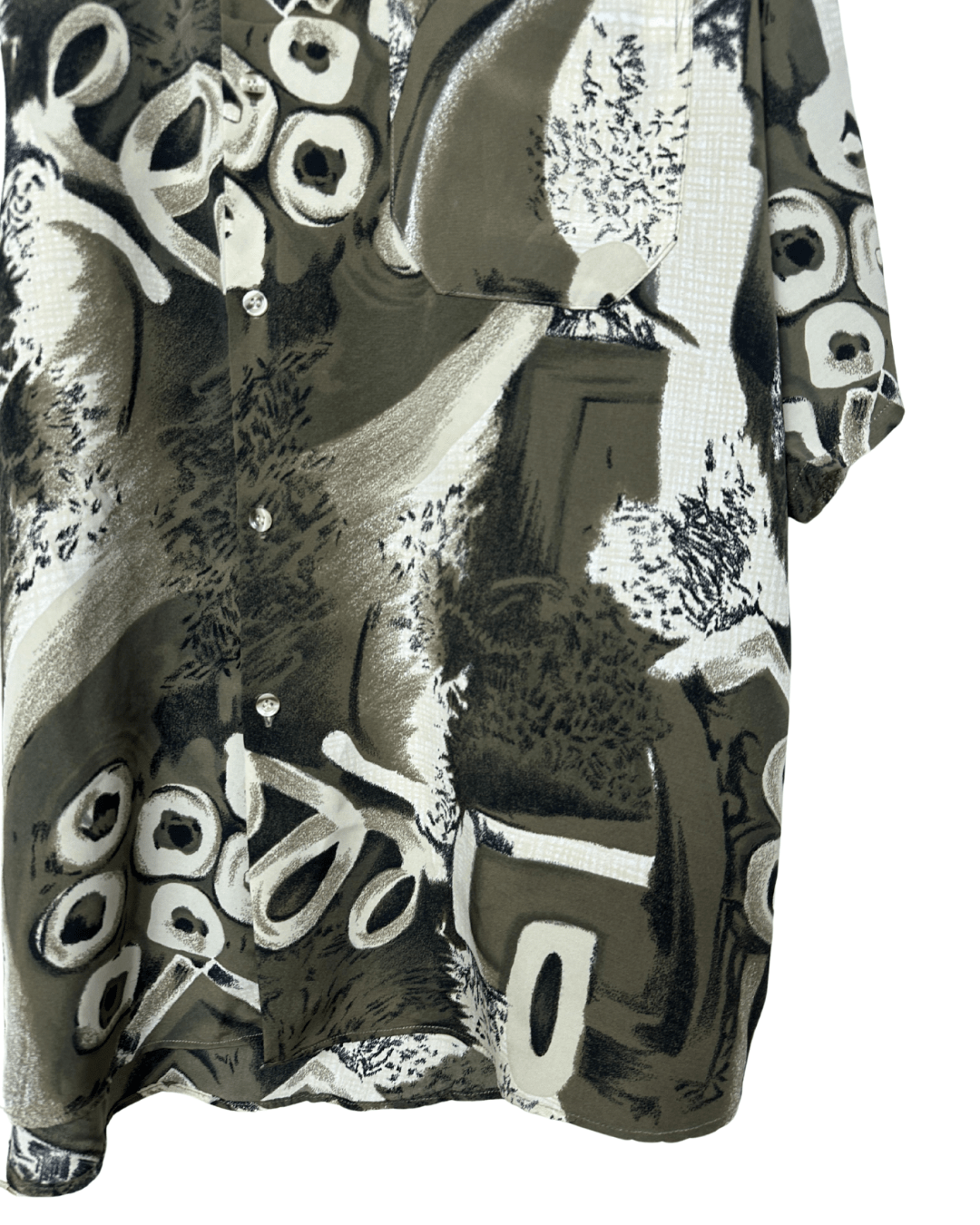 Khaki Abstract Pattern Shirt 2XL - Funkify