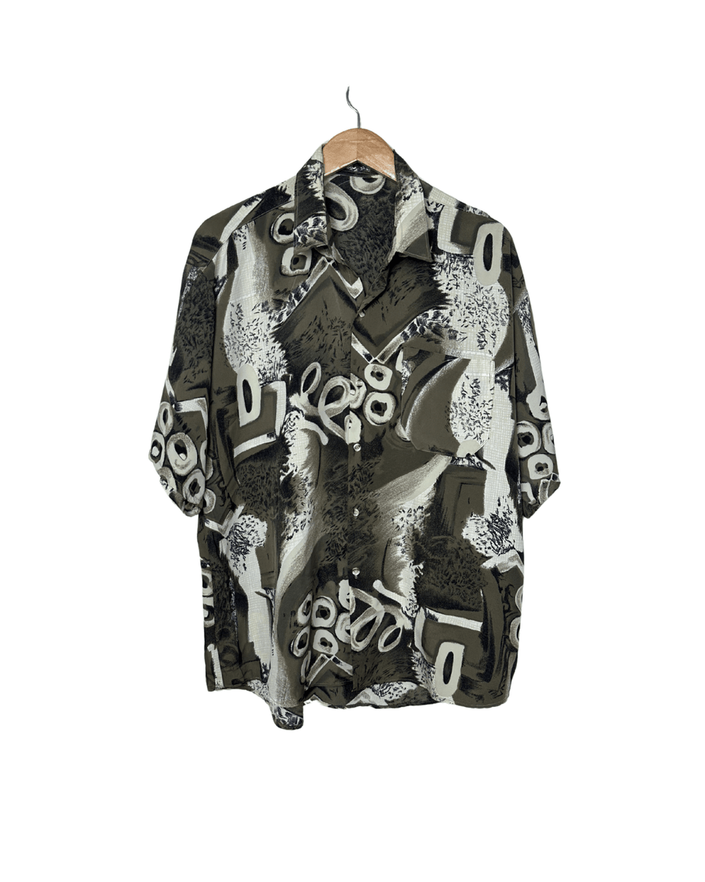 Khaki Abstract Pattern Shirt 2XL - Funkify