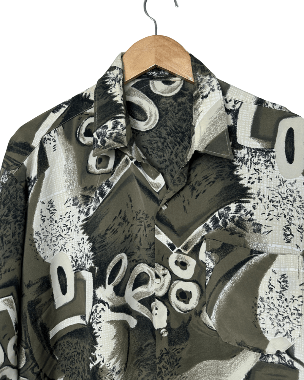 Khaki Abstract Pattern Shirt 2XL - Funkify