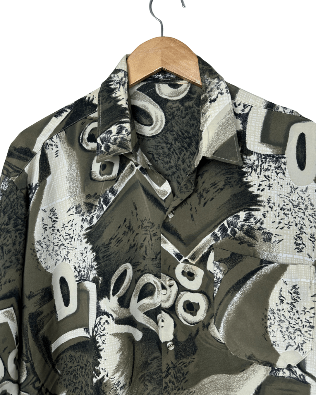 Khaki Abstract Pattern Shirt 2XL - Funkify