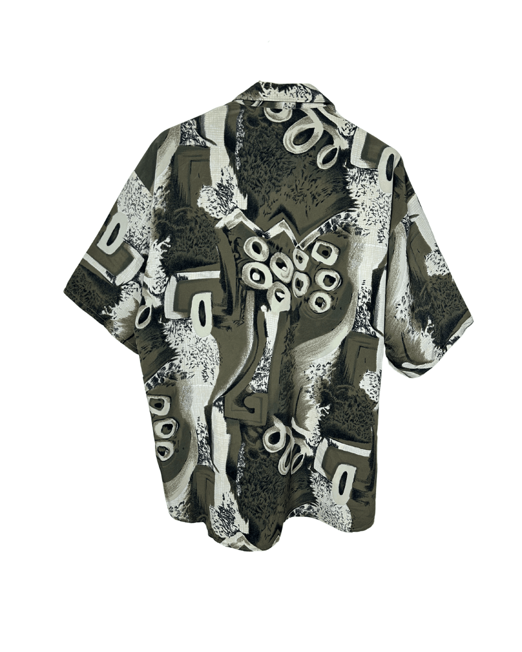 Khaki Abstract Pattern Shirt 2XL - Funkify
