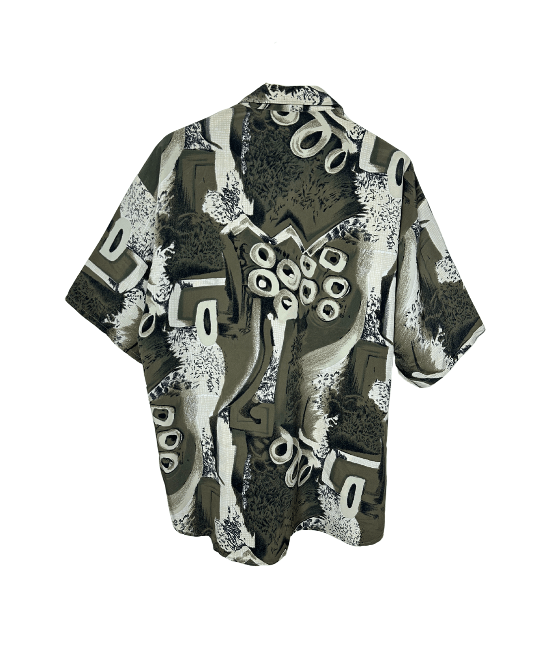 Khaki Abstract Pattern Shirt 2XL - Funkify