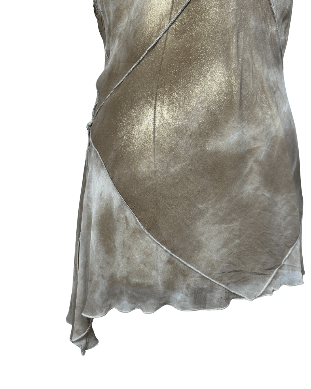 Kishido Chic Sheer Assymetrical Top w/ Diagonal Seaming - Funkify