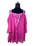 La Vie En Rose Cold - Shoulder Top with Crochet Detail - Funkify