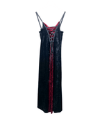 Laughing Vampire Velvet Gothic Lace - Up Corset Maxi Dress - Funkify