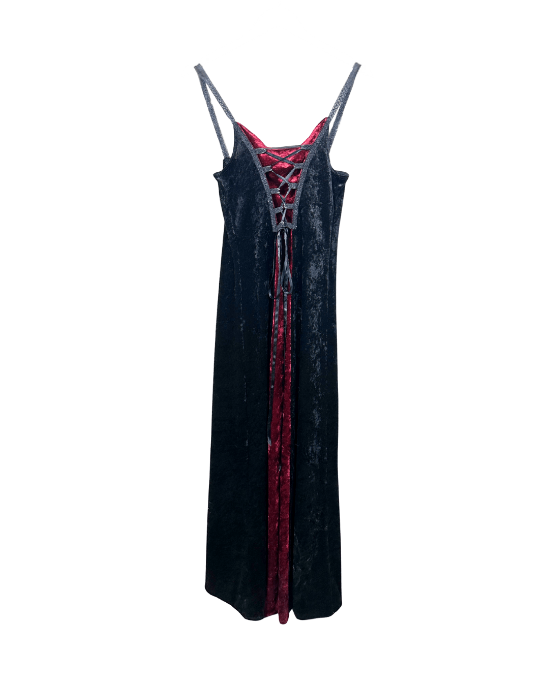 Laughing Vampire Velvet Gothic Lace - Up Corset Maxi Dress - Funkify