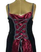 Laughing Vampire Velvet Gothic Lace - Up Corset Maxi Dress - Funkify