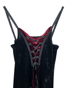 Laughing Vampire Velvet Gothic Lace - Up Corset Maxi Dress - Funkify