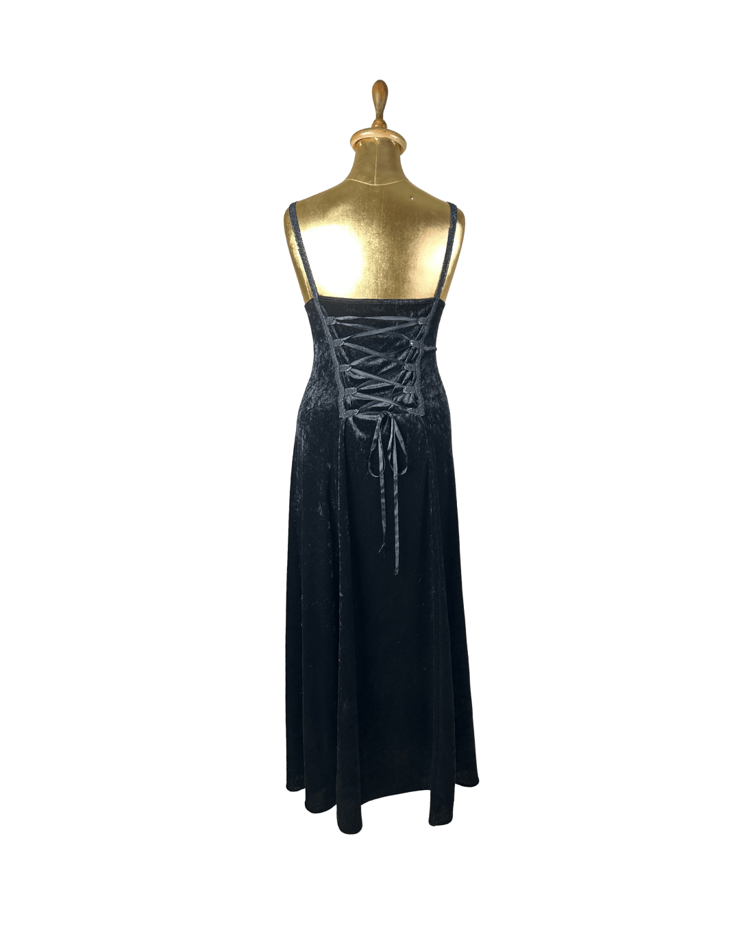 Laughing Vampire Velvet Gothic Lace - Up Corset Maxi Dress - Funkify