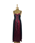 Laughing Vampire Velvet Gothic Lace - Up Corset Maxi Dress - Funkify
