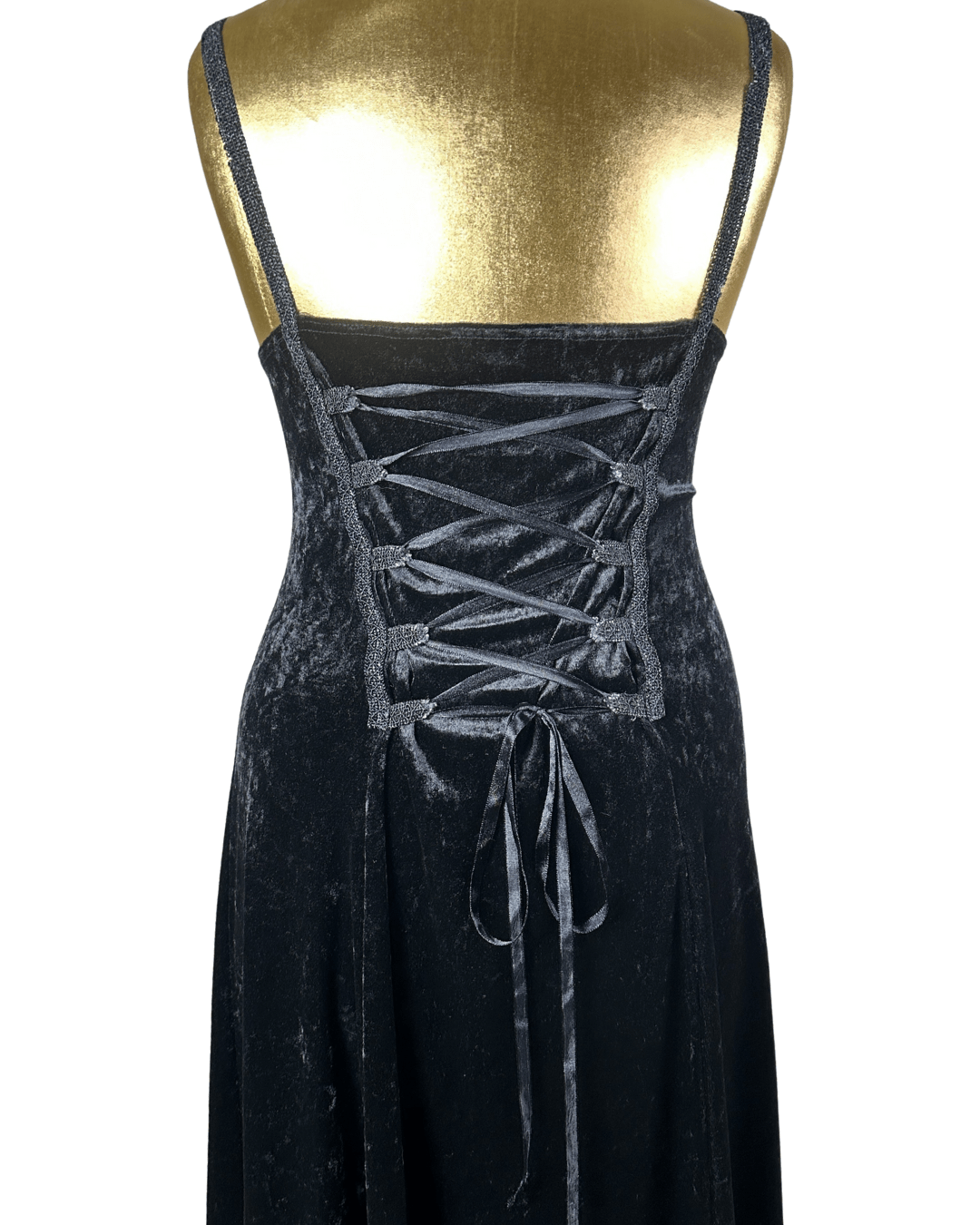Laughing Vampire Velvet Gothic Lace - Up Corset Maxi Dress - Funkify