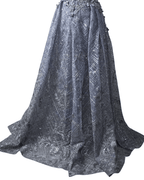 Lavender Embellished Mesh Gown with 3D Floral Appliqué & Flowing Train - Funkify