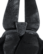 Leather Home Suede Handbag with Reptile Texture Handles - Funkify