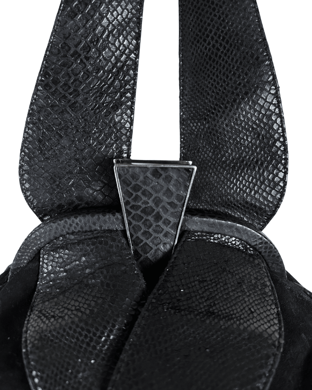 Leather Home Suede Handbag with Reptile Texture Handles - Funkify