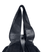Leather Home Suede Handbag with Reptile Texture Handles - Funkify