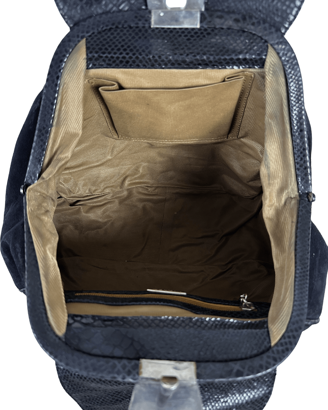 Leather Home Suede Handbag with Reptile Texture Handles - Funkify