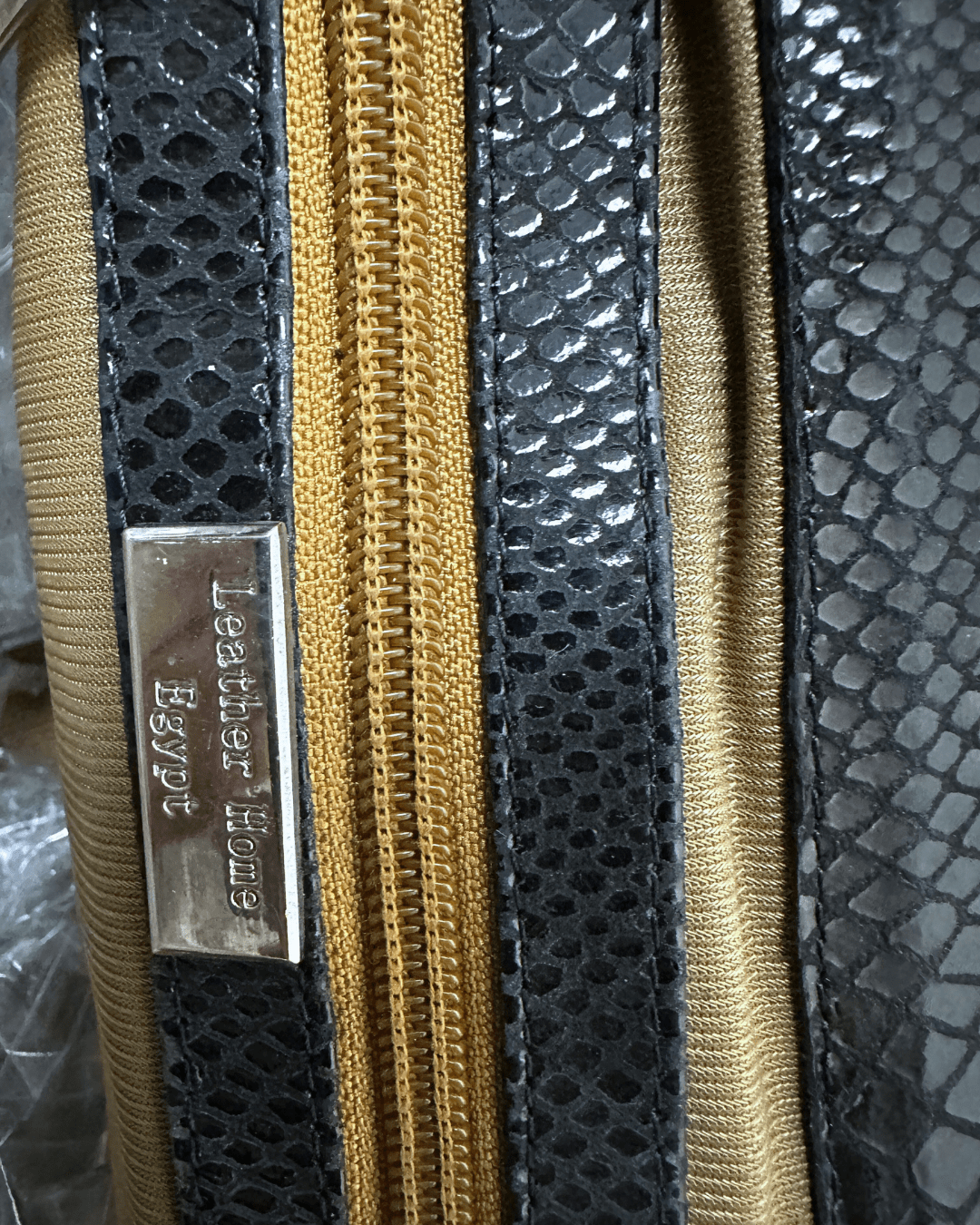 Leather Home Suede Handbag with Reptile Texture Handles - Funkify