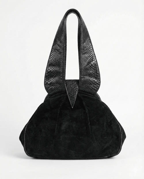 Leather Home suede handbag with reptile texture handles
