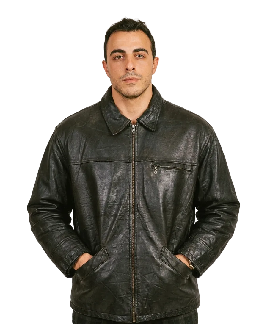Vintage Dark Brown Genuine Leather Jacket XL